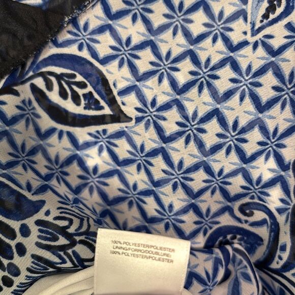 Nine West Blue Floral Off the Shoulder High Low Flowy Fully Lined Dress Size 18 - Picture 10 of 11